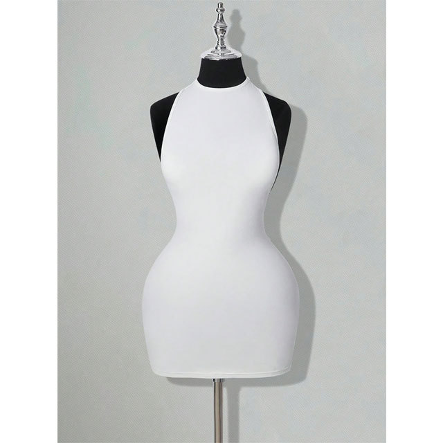 Solid Sleeveless Backless Bodycon Dress