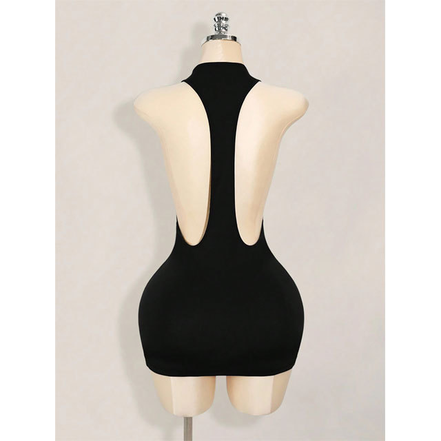 Solid Sleeveless Backless Bodycon Dress