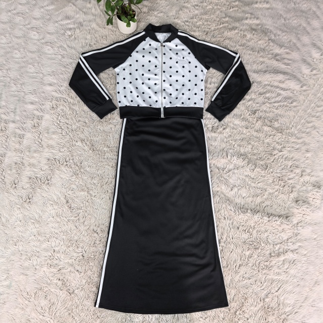 Polka Dots Jacket Top Cami Maxi Skirt Set