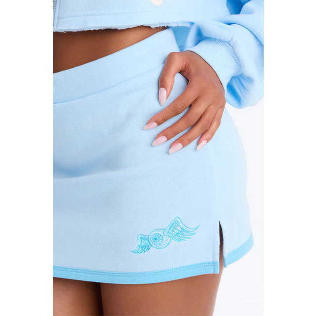 Fashion Printed Sport Hooded Top Mini Skirt Set
