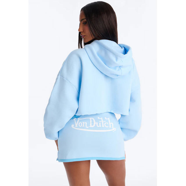 Fashion Printed Sport Hooded Top Mini Skirt Set