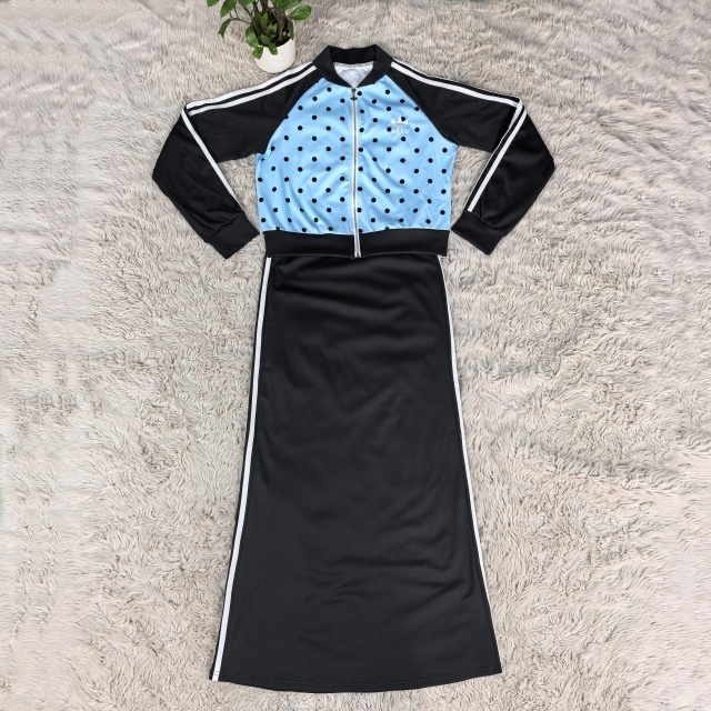 Polka Dots Jacket Top Cami Maxi Skirt Set