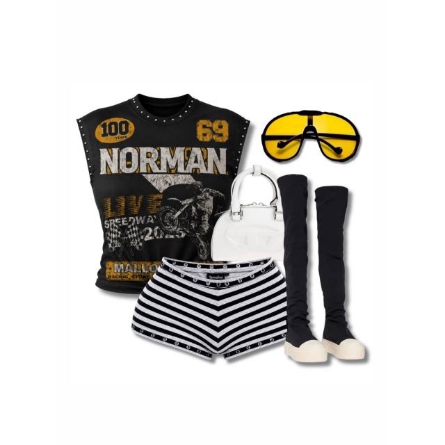 Striped Printed Eyelets Mini Shorts Set Two Pieces