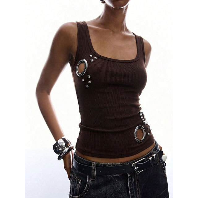 Chic Fashion Eyelets Tank Tops