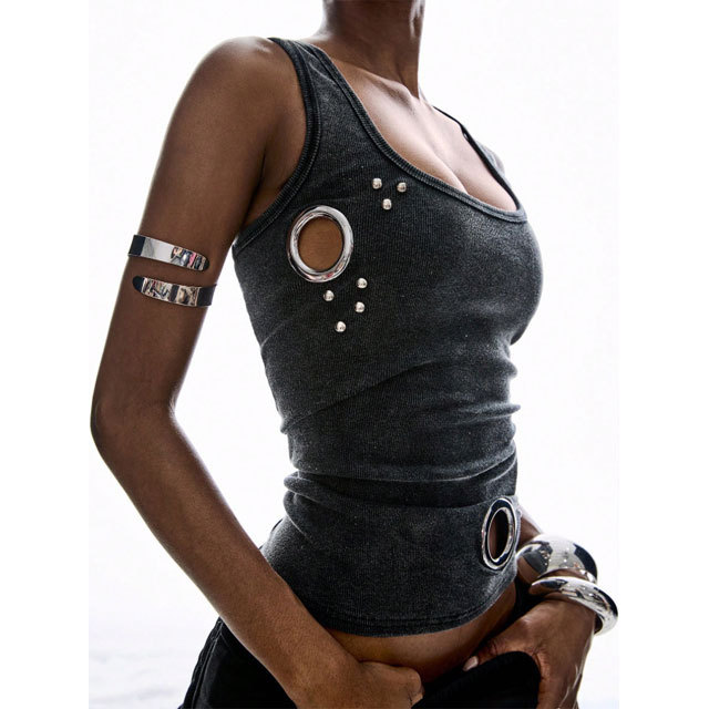 Chic Fashion Eyelets Tank Tops