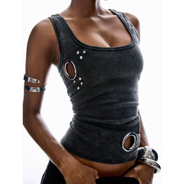 Chic Fashion Eyelets Tank Tops