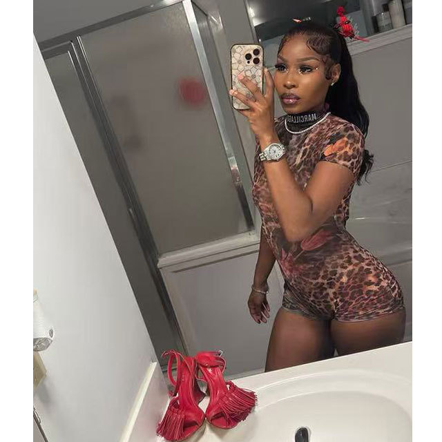 Leopard Print Backless Halter Romper