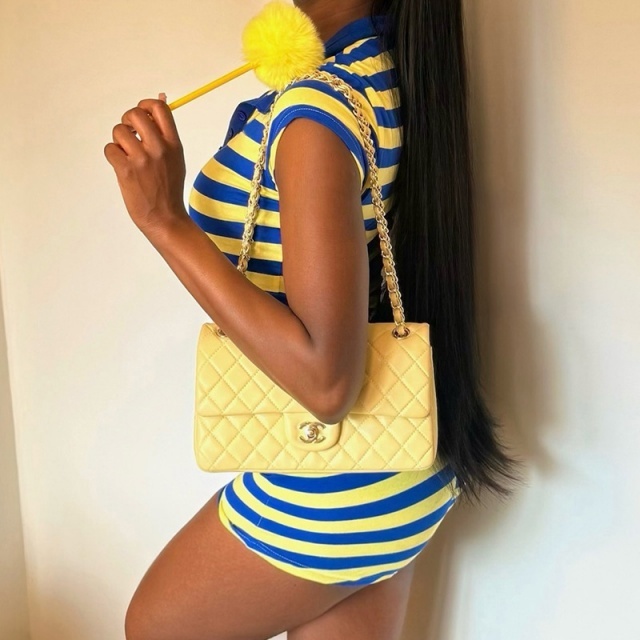 Color Block Striped Casual Two Pieces Short Set