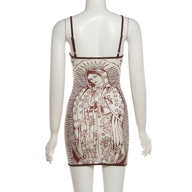 Printed Sleeveless Cami Bodycon Dress