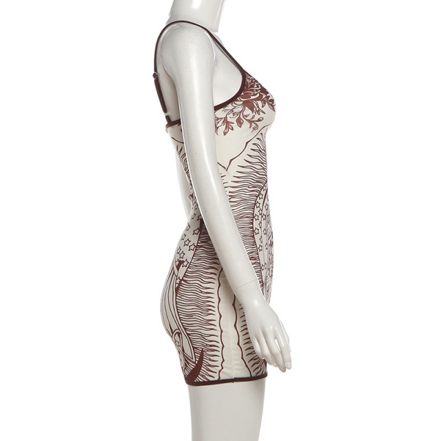 Printed Sleeveless Cami Bodycon Dress