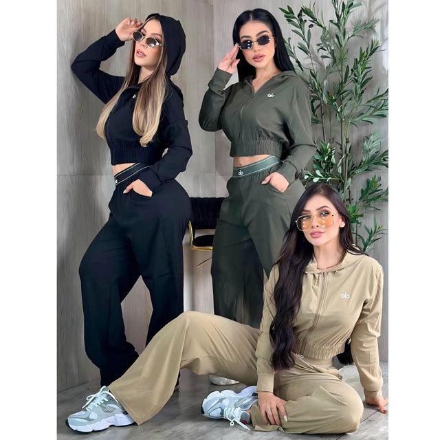 Fashion Zipper Hooded Casual Jogging Suit