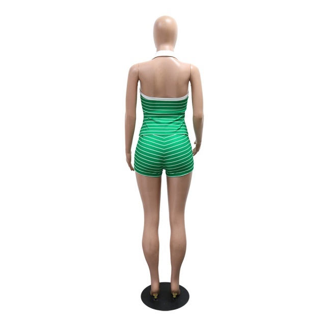 Fashion Striped Fitted Short Set