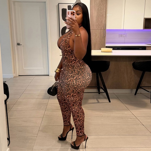 Halter V Neck Backless Skinny Jumpsuit