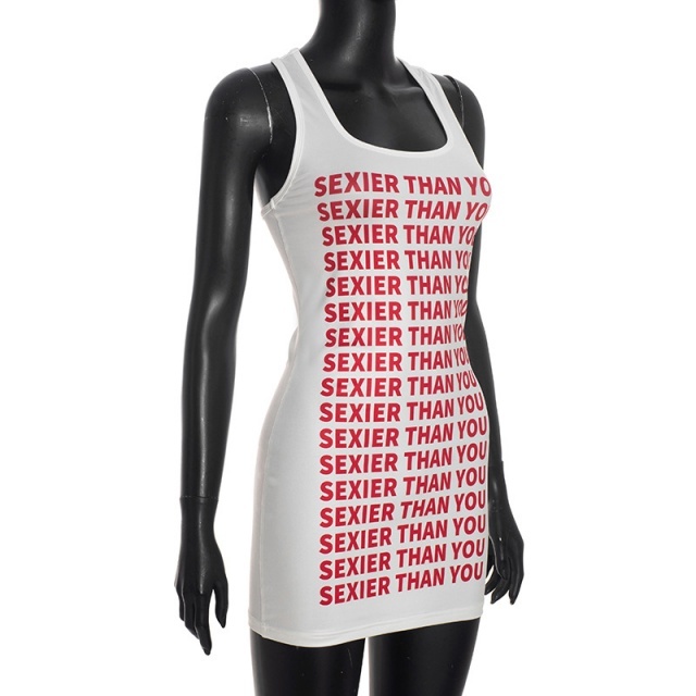 Letters Printed Bodycon Tank Dress
