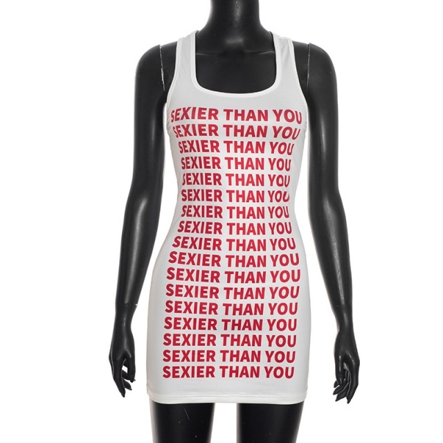 Letters Printed Bodycon Tank Dress