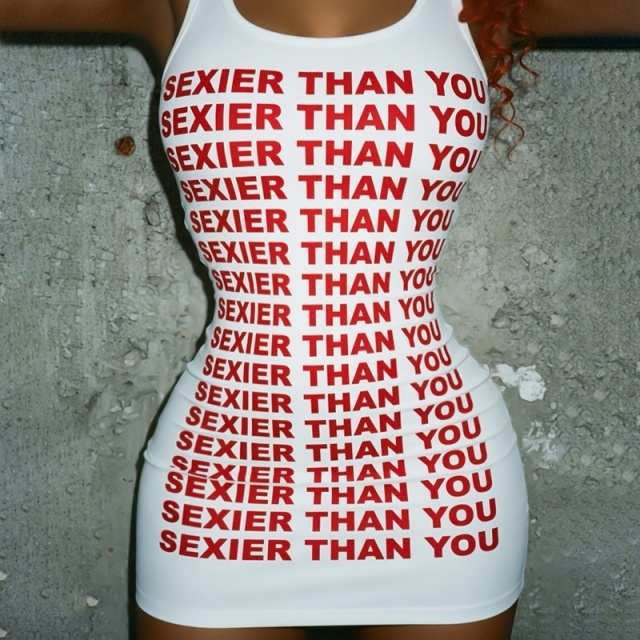 Letters Printed Bodycon Tank Dress