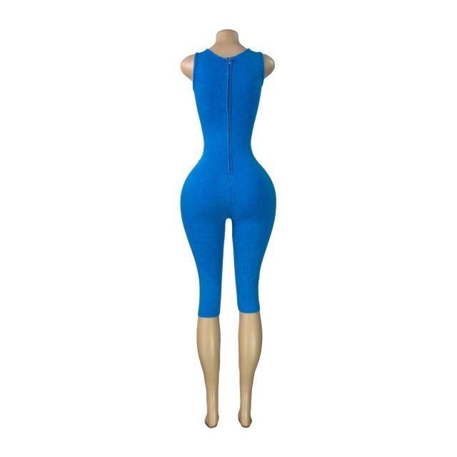 Hollow Out Sleeveless Back Zipper Up Fitted Midi Jumpsuit