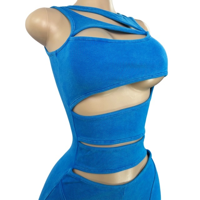 Hollow Out Sleeveless Back Zipper Up Fitted Midi Jumpsuit