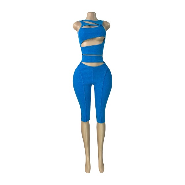 Hollow Out Sleeveless Back Zipper Up Fitted Midi Jumpsuit