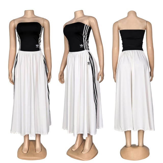 Fashion Embroidery Tube Top Maxi Skirt Set