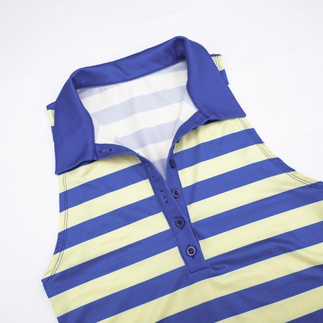 Striped Printed Sleeveless Tank Top Mini Short Set