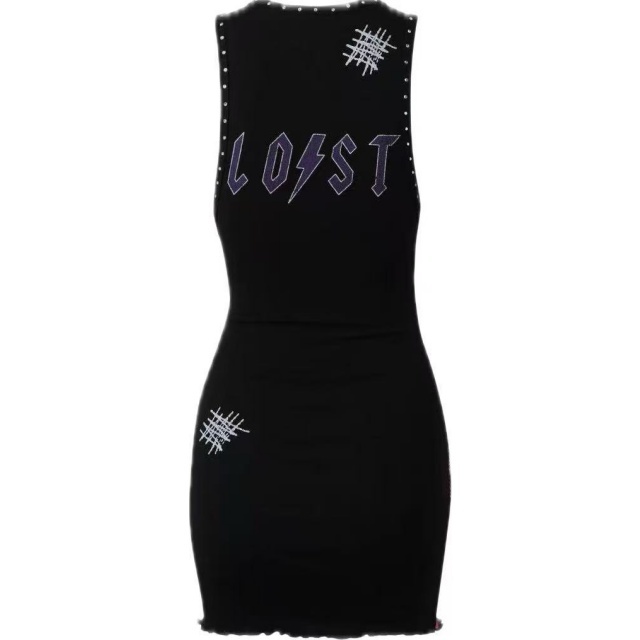 Striped Printed Sleeveless Bodycon Dress