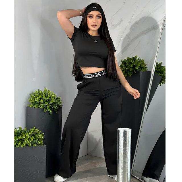 Fashion Short Sleeve Casual Sport Pants Suit