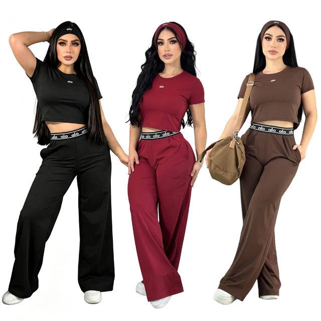 Fashion Short Sleeve Casual Sport Pants Suit