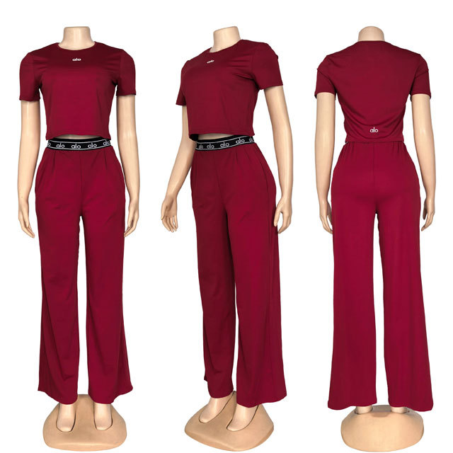 Fashion Short Sleeve Casual Sport Pants Suit