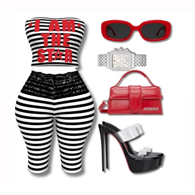I AM THE STAR Striped Tube Top Midi Pant Set