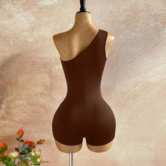 Single Shoulder Sleeveless Slim Fit Romper