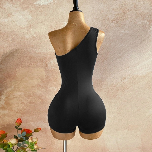 Single Shoulder Sleeveless Slim Fit Romper