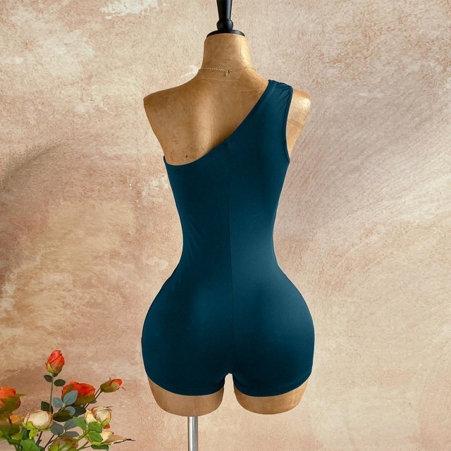 Single Shoulder Sleeveless Slim Fit Romper