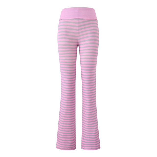Fashion Striped Hooded Top Casual Pants Suit
