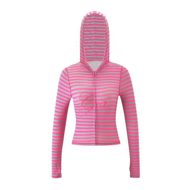 Fashion Striped Hooded Top Casual Pants Suit