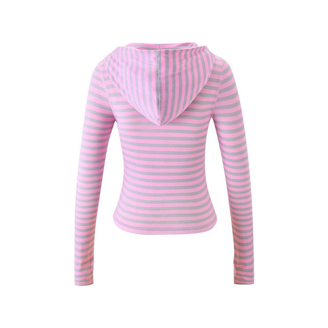 Fashion Striped Hooded Top Casual Pants Suit