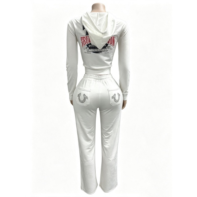 Long Sleeve Hooded Zipped Up Top Casual Pant Set