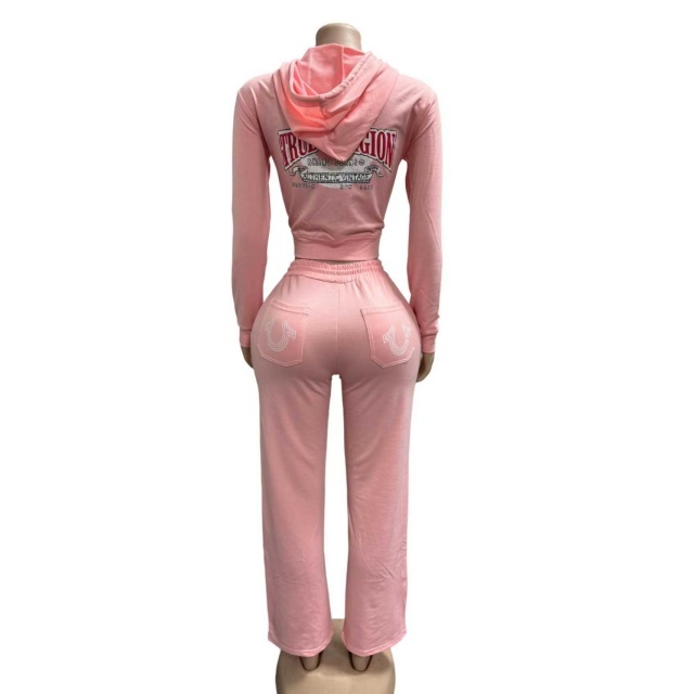 Long Sleeve Hooded Zipped Up Top Casual Pant Set