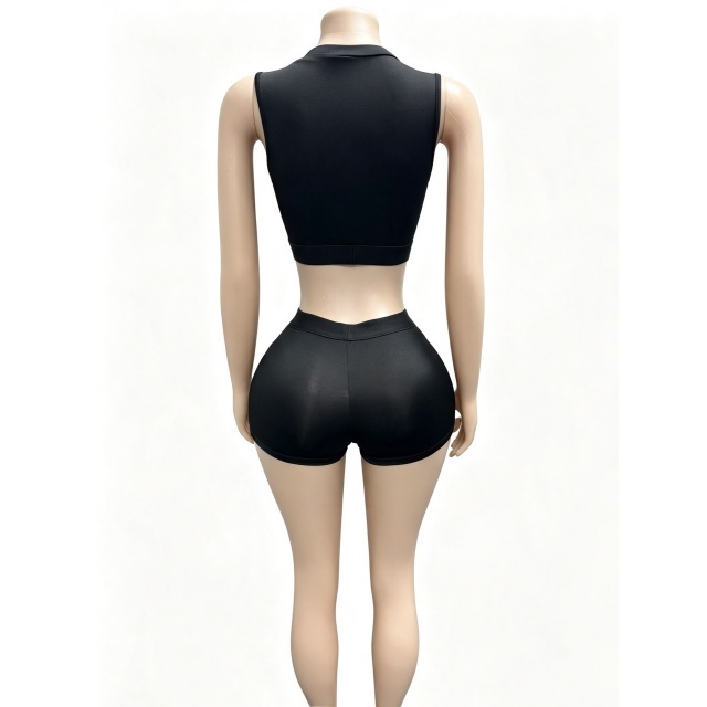 Sportwear Sleeveless Crop Top Fitted Short Set