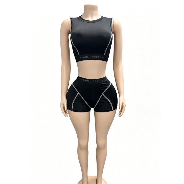 Sportwear Sleeveless Crop Top Fitted Short Set