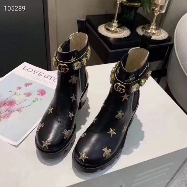 Fashion Embroidery Diamond Chunky Boots