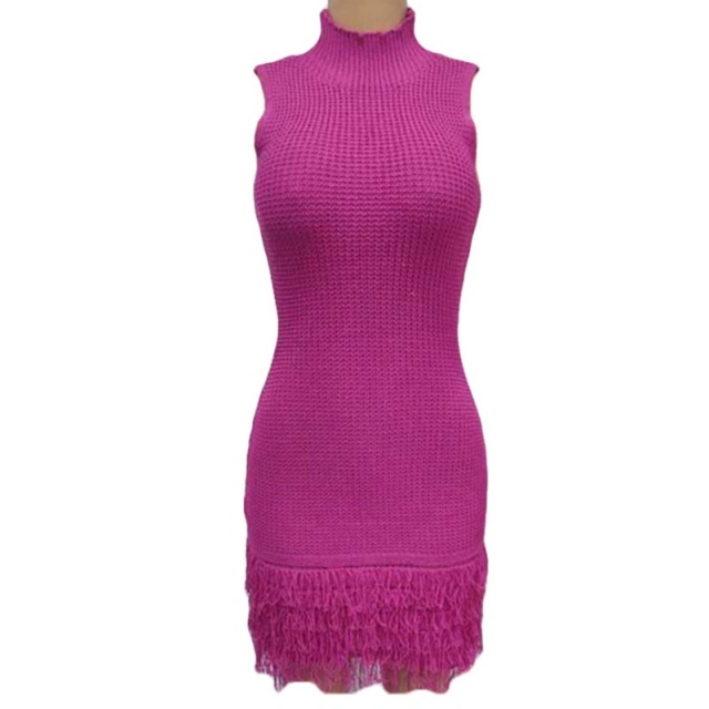 Knit Sleeveless Tassel Dress