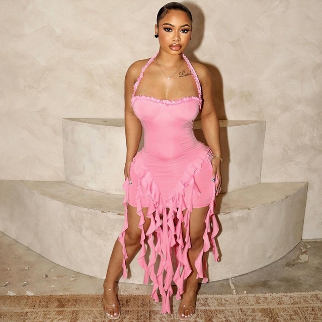 Halter Neck Tinker Tassel Dress