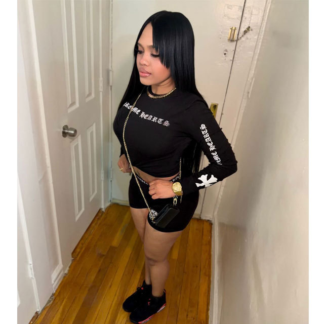 Printed Long Sleeve Sport Short Set