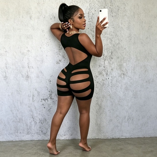 Sleeveless Hollow Out Fitted Romper