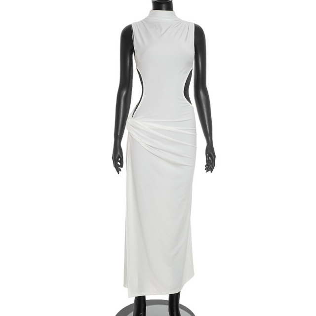 Sleeveless Hollow Out High Split Maxi Dress
