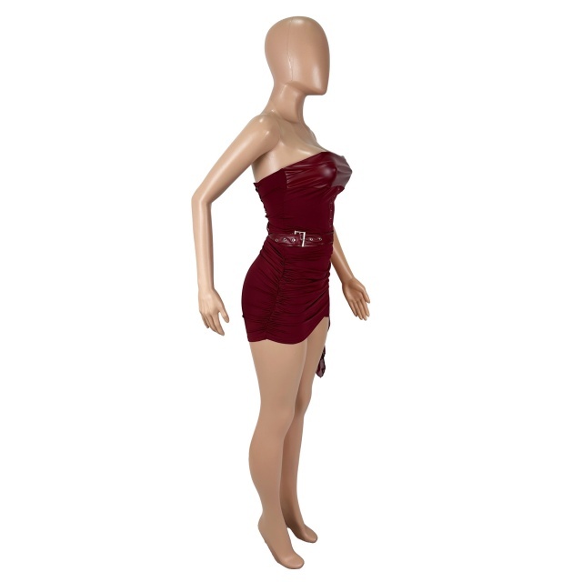 Strapless Laced-up Tube Top Mini Skirt Set