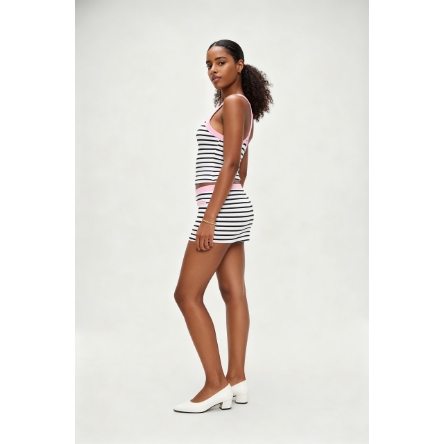 Striped Printed Cami Top Mini Skirt Set