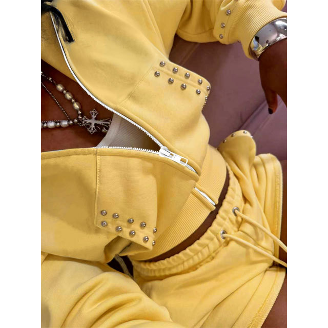 Fashion Women Rivets Fall Tracksuit Set