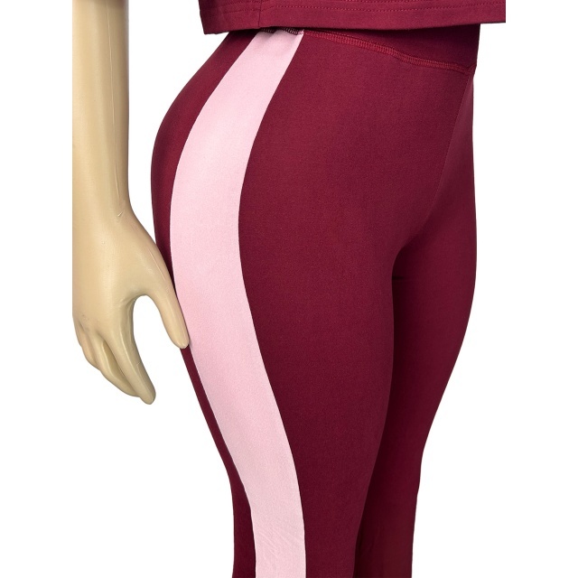 Colorblock Striped Printed Polo Top Flare Pant Set